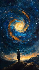 Obraz premium Digital vast starry sky illustration abstract poster background