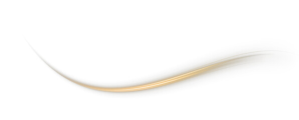 Festive gold stripe on white background. Yellow curl twirl for the holidays. Gold colored curve rope. Vector png twirl, line, curve, rope, stripe design element.