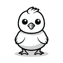 very simple chick drawing, icon style, vector style, black and white, white background