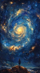 Obraz premium Digital vast starry sky illustration abstract poster background