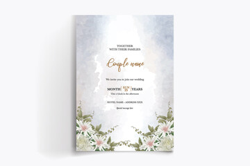 WEDDING INVITATION FRAME WITH FLOWER DECORATIONS WITH FRESH LEAVES
