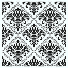 Damask seamless pattern. Vector abstract floral ornament element, Vintage illustration