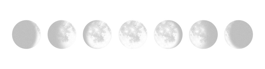 Stippling moon phases vector illustration