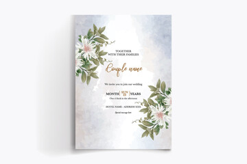 WEDDING INVITATION FRAME WITH FLOWER DECORATIONS WITH FRESH LEAVES