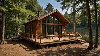 wooden house in the woods