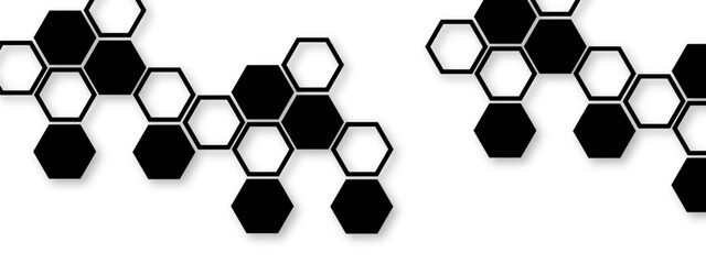 Abstract modern science or technology concept banner hexagonal shapes background. Technology background with hexagons shape pattern. Design for banner, template, technology, science, medical