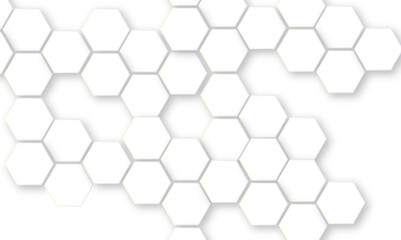 Abstract white hexagonal geometric background with shadow. Luxury white 3D futuristic honeycomb mosaic white background. Abstract white lines background. Vector Illustration.