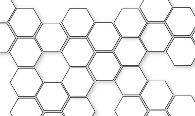 Abstract modern science or technology concept banner hexagonal shapes background. Technology background with hexagons shape pattern. Design for banner, template, technology, science, medical