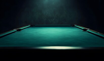 green billiard table texture background, empty, dark room, low light, close up, front view, photorealistic,