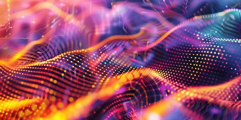 Abstract background with a grid and multicolored abstract forms, bright tones.