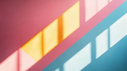 Pink, Yellow, and Blue Wall with Light Patterns