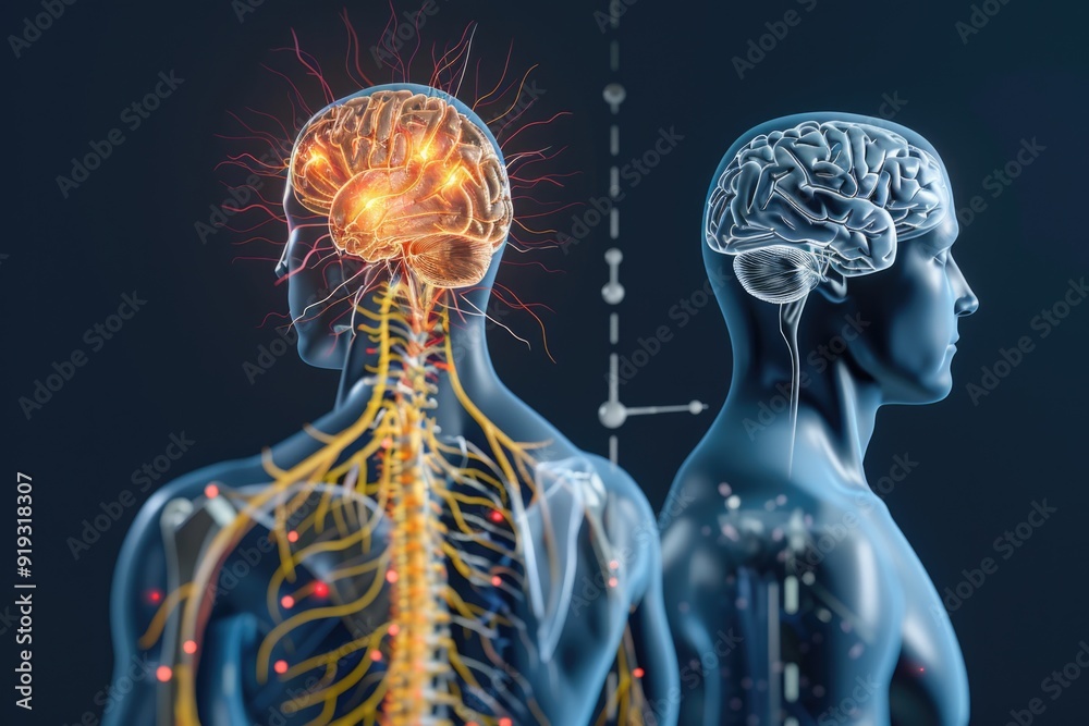 Poster an illustration of a human brain highlighting key structures