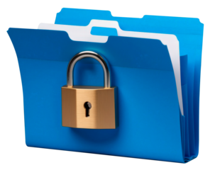 File folder with padlock, privacy and security concept.
