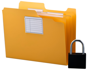 File folder with padlock, privacy and security concept.