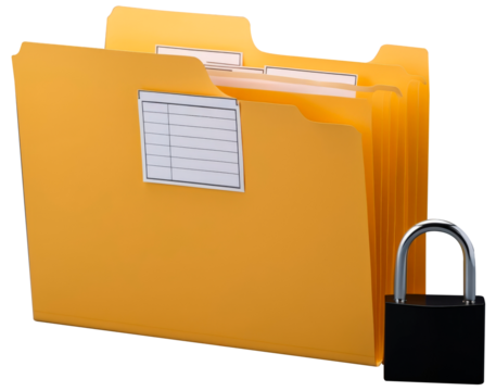 File folder with padlock, privacy and security concept.