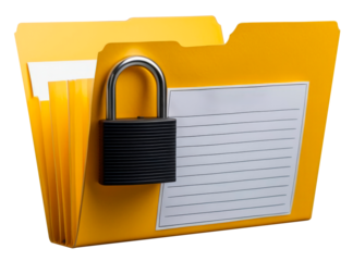 File folder with padlock, privacy and security concept.
