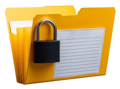 File folder with padlock, privacy and security concept.