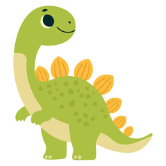 Childrens cute animal. Pretty green dinosaur. Flat character for children. Vector illustration