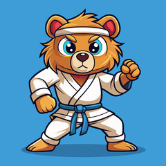 Naklejka premium cartoon illustration karate bear in kimono