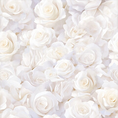 Obraz premium アニメ風の白いバラのテクスチャパターン