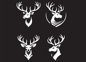 deer head silhouette vector,  deer head logo design vector illustration, black and white deer head Silhouette, deer logo icon template vector illustration