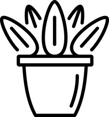 Flowerpot icon. Workspace symbol. Linear style.