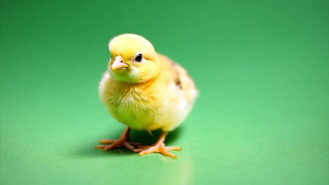 little chicken on a green background screen