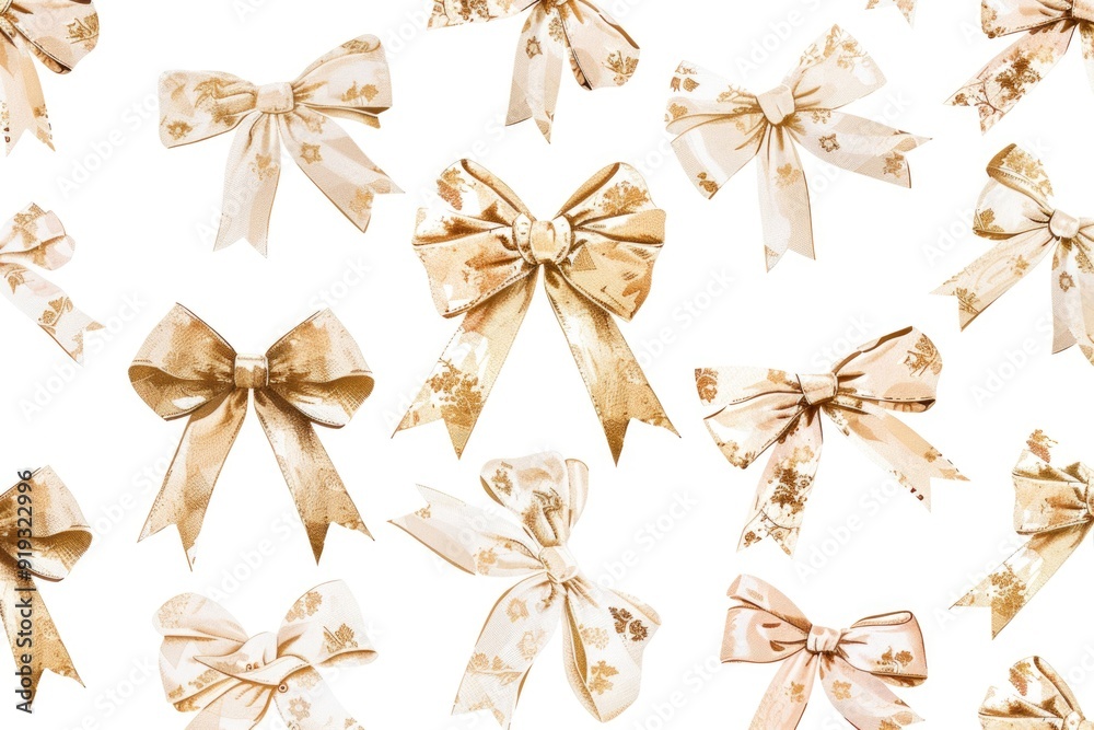 Poster a collection of colorful bows on a white background