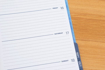 Blank day planner on a desk