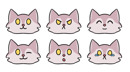 Cute cat emoji ser, emotional cute kitten