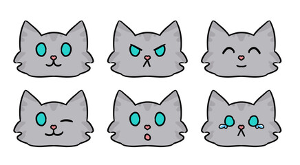Cute cat emoji ser, emotional cute kitten