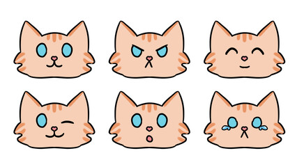 Cute cat emoji ser, emotional cute kitten