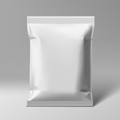 White Blank Plastic Metallic Foil Bag Mockup