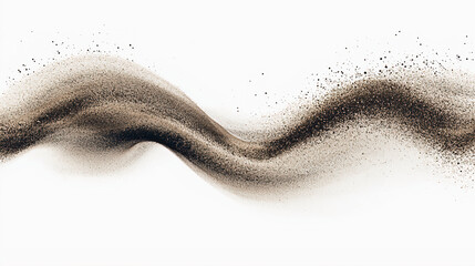 Naklejka premium Wave of dark small sand particles on white background. Generative AI.