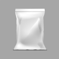 Blank White Plastic Bag Snack Packaging Isolated
