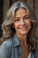 Fototapeta premium Elegant Style: A Woman with Gray Hair 
