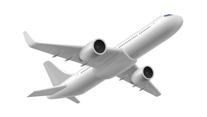 3D White Glossy Commercial Jet Airplane Take Off
