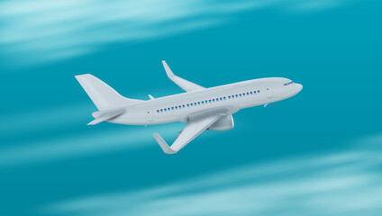 3D White Glossy Commercial Jet Airplane Take Off