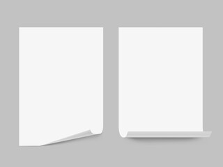 Two Clear White Paper Sheets With Curled Corner