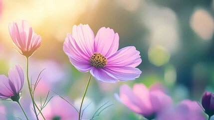 Colorful Cosmos: A Soft-Focused Meadow in Full Bloom
