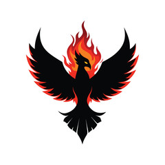 Naklejka premium colorful phoenix, eagle with fire wings 