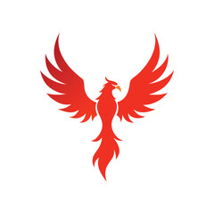 Fototapeta premium colorful phoenix, eagle with fire wings 