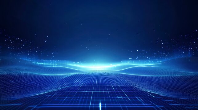 https://s.mj.run/-5pezmlwnS8 Blue technology background with light rays and grid, with generative ai