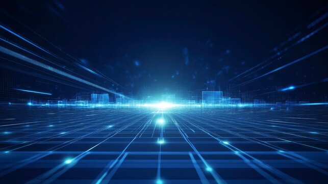 https://s.mj.run/-5pezmlwnS8 Blue technology background with light rays and grid, with generative ai