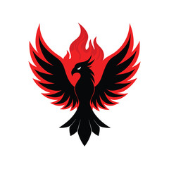 Fototapeta premium colorful phoenix, eagle with fire wings 