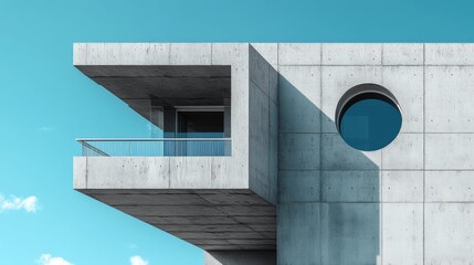 Modern Minimalist Concrete Building with Geometric Designs