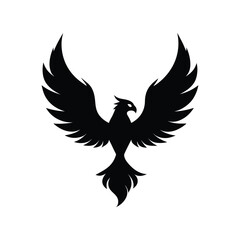 Obraz premium silhouette phoenix, eagle with fire wings 