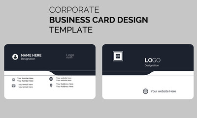 business card design template, Clean professional business card template, visiting card, business card template, dark blue business card.