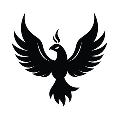 silhouette phoenix, eagle with fire wings

