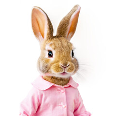 Obraz premium Rabbit Wearing Pink Shirt on Transparent Background